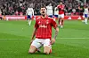 Neco Williams feirer mål for Nottingham Forest, 12. april 2026.