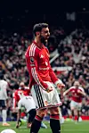 Bruno jubler etter å ha tangert assistrekorden i Premier League, 17. mai 2026 mot Nottingham Forest.
