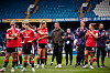 Marc Skinner og United-spillerne etter tapet mot Chelsea Women på Stamford Bridge, Fridolina Rolfö, Ella Toone, Jess Park, etc.