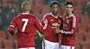 LEIGH, GREATER MANCHESTER - DECEMBER 14: Devonte Redmond of Manchester United U21s celebrates scoring their second goal during the Barclays U21 Premier League match between Manchester United U21s and Leicester City U21s at Leigh Sports Village on December 14, 2015 in Leigh, Greater Manchester. (Photo by Tom Purslow/Man Utd via Getty Images)