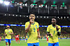 Casemiro og Vinícius Júnior jubler for Brasil-mål, Matheus Cunha i bakgrunnen, 31. mai 2026.