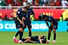 Manuel Ugarte ligger nede med en alvorlig kneskade under VM 2026, Uruguay-Spania, 26. juni 2026.