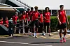 Harry Maguire, Joshua Zirkzee, Leny Yoro, Chido Obi, Andrey Santos, Bryan Mbeumo, Toby Collyer, Ayden Heaven, Shea Lacey og Harry Amass ankommer trening, 13. juli 2026.