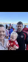 Halvor Gangnes med datter og Michael Carrick