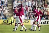 David Beckham feirer med bl.a. Roy Keane og Denis Irwin etter målet fra midtbanen mot Wimbledon, 17. august 1996.