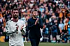 Michael Carrick og Bruno Fernandes etter tapet mot Hull.
