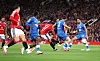 Shea Lacey scorer sitt første United-mål mot Brighton, 16. september 2026.