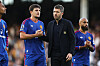 Joshua Zirkzee, Harry Maguire, Michael Carrick og Bryan Mbeumo som ser skuffet ut etter 1-1 borte mot FUlham, 20. september 2026.