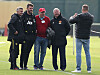 Solskjær, Carrick og Ferguson sammen i 2019.