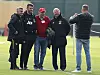 Solskjær, Carrick og Ferguson sammen i 2019.