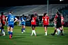 Monica Jusu Bah feirer sitt første United-mål mot Durham Women, 30. september 2026. Maya Le Tissier er ved siden av henne.