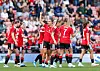 Julia Zigiotti feirer med lagvenninnene etter det avgjørende 1-0-målet mot Liverpool Women, 3. oktober 2026.