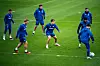 Dan Armer på A-lagstrening sammen med Jack Fletcher, Matthijs de Ligt, Harry Maguire, Mason Mount, Leny Yoro og Lisandro Martínez, 12. oktober 2026.