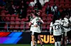 Mared Griffiths feirer med Dominique Jansen etter å ha scoret Uniteds andre mål mot Liverpool Women, 21. oktober 2026.