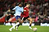 Khadija Shaw i duell med Maya Le Tissier, Manchester United 1-1 City Women. Bunny Shaw. 25. oktober 2026.
