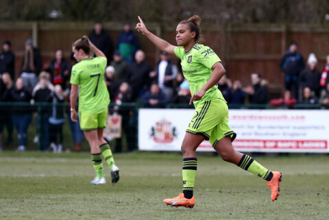 I LEDELSEN: Nikita Parris sendte United i føringen. Sunderland v Manchester United: Vitality Women's FA Cup Fourth Round