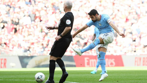 SCORET VINNERMÅLET: Ilkay Gündogan. Manchester City v Manchester United: Emirates FA Cup Final