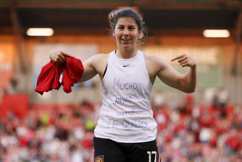 AVGJORDE PÅ OVERTID MOT CITY: Lucía García KAN potensielt melde seg på i kampen om å bli toppscorer i ligaen, men hun trenger i så fall et hat trick mot Liverpool, og det skal vel en del til for en spiller som trolig starter på benken. Manchester United v Manchester City - Barclays Women's Super League