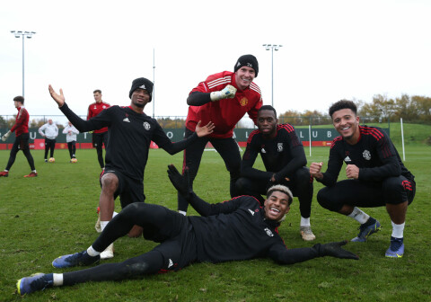 GOD UKE: Ole Gunnar Solskjær beskriver den siste uken på Carrington som positiv, og sier han og staben har prioritert å jobbe med konkrete problemer som må utbedres. Manchester United Training Session