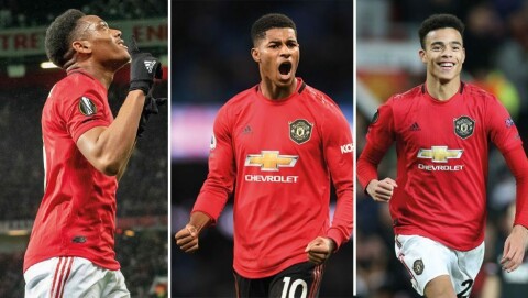ROSES AV IGHALO: Anthony Martial, Marcus Rashford og Mason Greenwood. ROSES AV IGHALO: Anthony Martial, Marcus Rashford og Mason Greenwood.