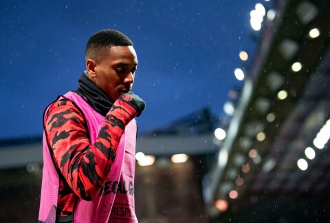 AKTUELL FOR FINALEN: Anthony Martial er i full trening igjen og trolig med i troppen til de tre siste kampene denne sesongen, inkludert Europa League-finalen. Manchester United v A.C. Milan - UEFA Europa League Round Of 16 Leg One