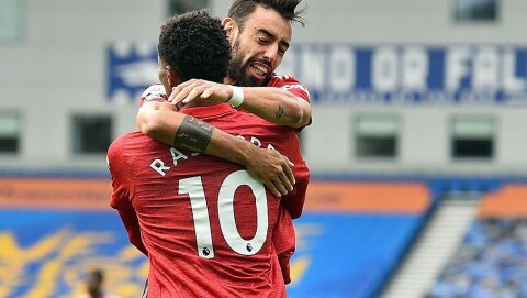 VIKTIG MÅL: Marcus Rashford så lenge ut til å bli matchvinner mot Brighton.
