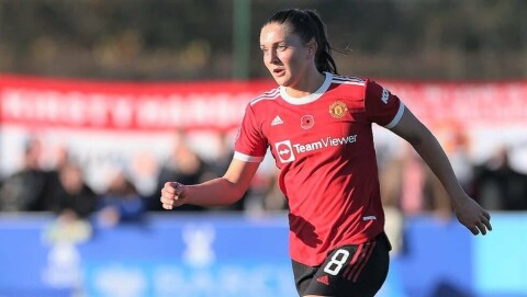 Bøe Risa med sitt første Manchester United-mål i 2-0-seier Everton Women v Manchester United Women - Barclays FA Women's Super League