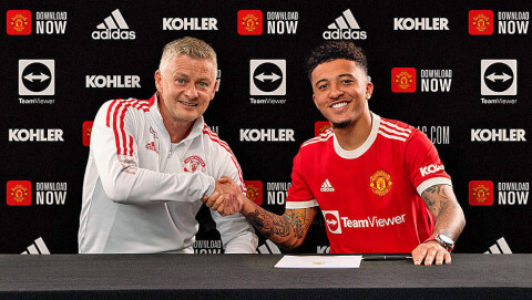 ENDELIG: United hadde blitt koblet til Jadon Sancho i flere år, og til slutt ble han United-spiller. olejad