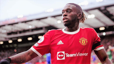 UTFORDRERPOSISJON: Aaron Wan-Bissaka var fast på United under Ole Gunnar Solskjær. Nå må Wan-Bissaka se at Diogo Dalot har tatt plassen fra ham. Manchester United v Everton - Premier League