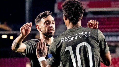 MÅLSCORERNE: Marcus Rashford og Bruno Fernandes scoret målene for Manchester United. ragra