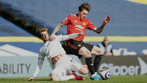 MÅLLØS: Patrick Bamford og Leeds har skapt trøbbel for flere store lag denne sesongen, men de hvitkledde forholdt seg relativt rolige under kampen mot United. VIgge (2)