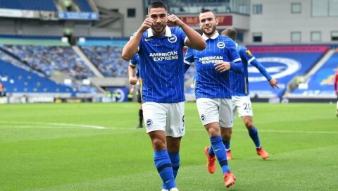 TING SNUR FORT: Etter kampen var det Neal Maupay som kunne være lei seg. TING SNUR FORT: Etter kampen var det Neal Maupay som kunne være lei seg.