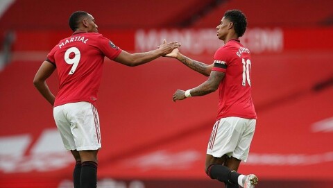 TAKK, KOMPIS: Anthony Martial spilte fri Marcus Rashford, som utliknet til 1-1.