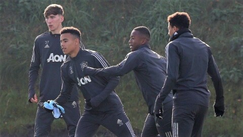 LÆRER: James Garner, Mason Greenwood og Ethan Laird – her sammen med Jesse Lingard – var tre av tenåringene som startet mot Astana. LÆRER: James Garner, Mason Greenwood og Ethan Laird – her sammen med Jesse Lingard – var tre av tenåringene som startet mot Astana.