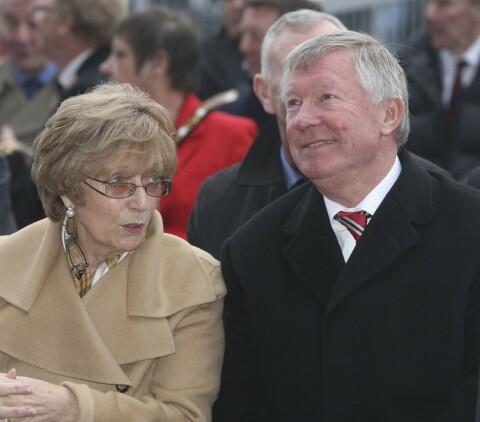 Lady Cathy Ferguson and Manager Sir Alex Ferguson of Manchester United attends the unveiling of a statue of himself of Manchester United at Old Trafford on November 23, 2012 in Manchester, England.