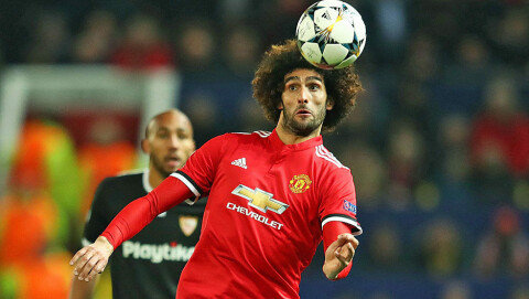 IKKE VELLYKKET: Marouane Fellaini kan ikke bebreides for at United røk ut av Champions League, men trekket med å spille med belgieren fra start var lite vellykket.