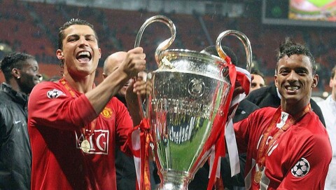 KRONEN PÅ VERKET: Ronaldo og Nani jubler for Champions League-triumfen i 2008. KRONEN PÅ VERKET: Ronaldo og Nani jubler for Champions League-triumfen i 2008.