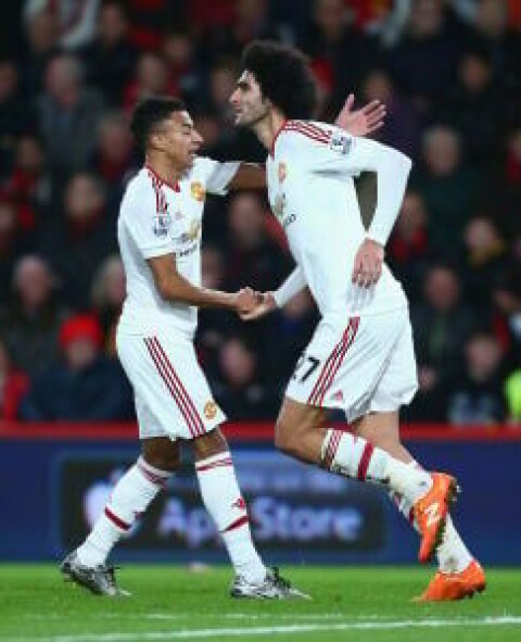 SCORET SIST, MEN..: Fellaini var Uniteds eneste målscorer sist mot Bournemouth, men belgieren blir ikke å se søndag. BEST: Marouane Fellaini scoret og fikk høyest karakter blant United-spillerne av Mats Svensson.