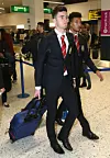 MANCHESTER, ENGLAND - DECEMBER 07: Sean Goss and Cameron Borthwick-Jackson of Manchester United depart for their UEFA Champions League match against Wolfsburg at Manchester Airport on December 7, 2015 in Manchester, England. (Photo by Matthew Peters/Man Utd via Getty Images)