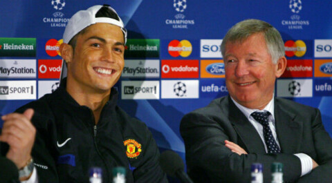 IKKE LIKE MÅLFARLIG I STARTEN: Cristiano Ronaldo. Cristiano Ronaldo og Sir Alex Ferguson