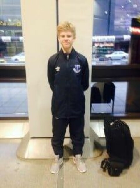 Edvard (13) på prøvespill i Everton. FOTO: PRIVAT