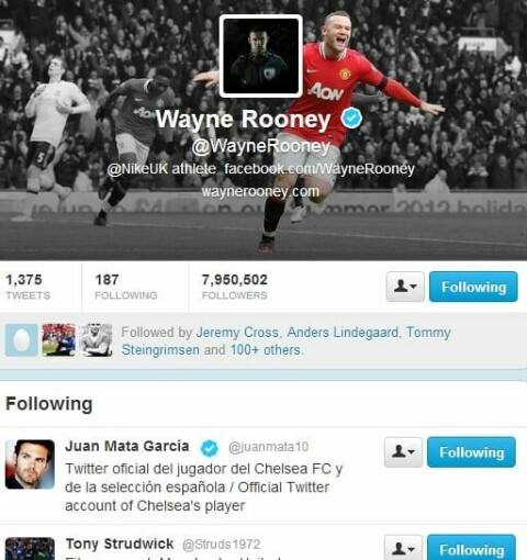 FAKSIMILE: Rooney følger nå Mata på Twitter, og det samme gjør Phil Neville.