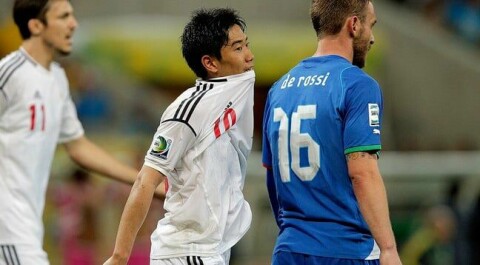 Kagawa i kampen mot Italia i Confederations Cup. Japan tapte 4-3, men Kagawa ble kåret til banens beste.