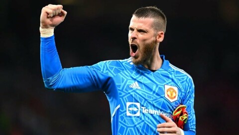 HÅPER PÅ MER JUBEL: David de Gea, her etter seieren mot Liverpool i august. degea220822