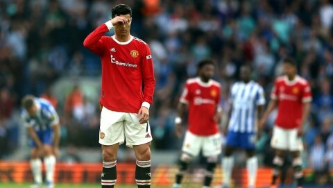 BUNNEN ER NÅDD: Her fra da United ble smadret i Brighton. ronaldobrighton070522c