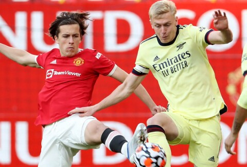 BLE PASSERT FØR ARSENALS MÅL: Álvaro Fernández. Manchester United v Arsenal: Premier League 2