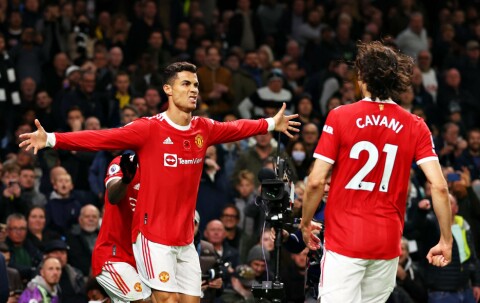 FIKSET BIFFEN: Cristiano Ronaldo og Edinson Cavani scoret hvert sitt mål forrige gang United møtte Spurs. Tottenham Hotspur v Manchester United - Premier League