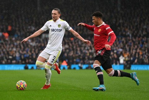 UNITEDS BESTEMANN, IFØLGE THE TIMES: Jadon Sancho. Leeds United v Manchester United - Premier League