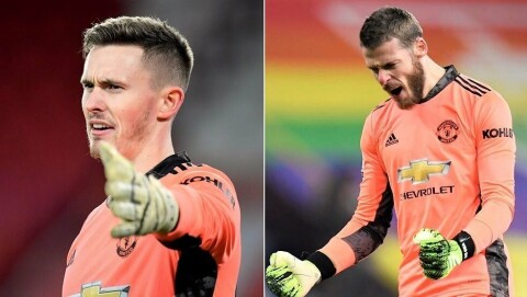 HVEM VELGER SOLSKJÆR: Både Dean Henderson og David de Gea har fått mange sjanser denne sesongen. De har begge hatt gode ogmindre gode kamper. Solskjær røper ikke hvem han velger til finalen i Gdansk.