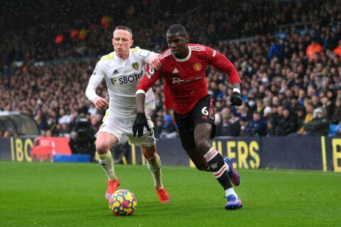 GOD FREM TIL HAN BLE SLITEN: Paul Pogba. Leeds United v Manchester United - Premier League